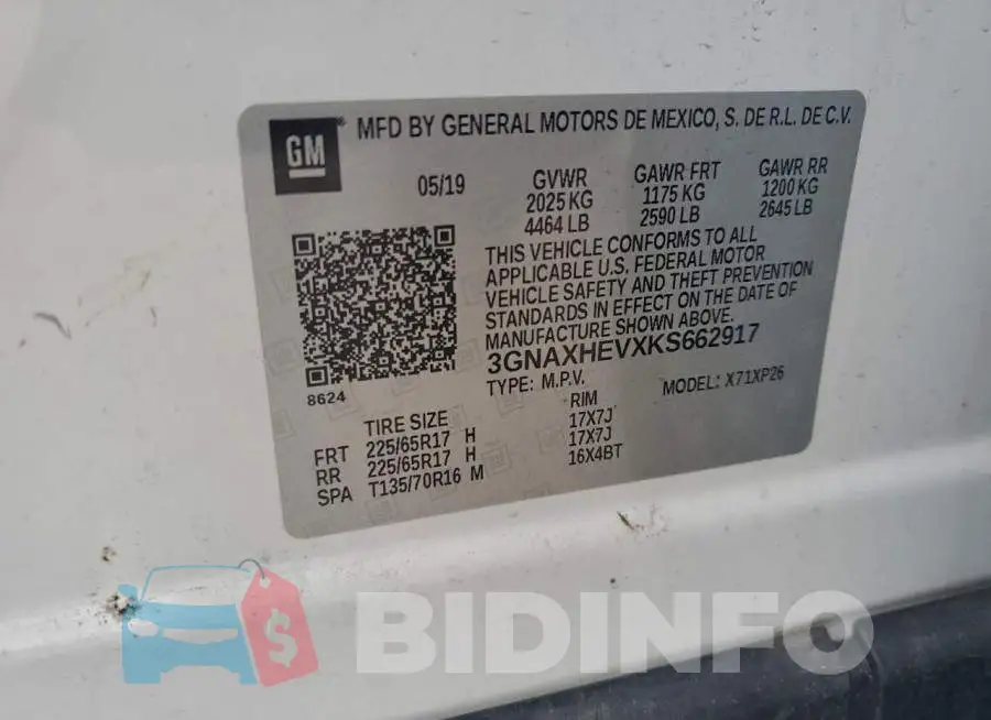 3GNAXHEVXKS662917 Photo# 13