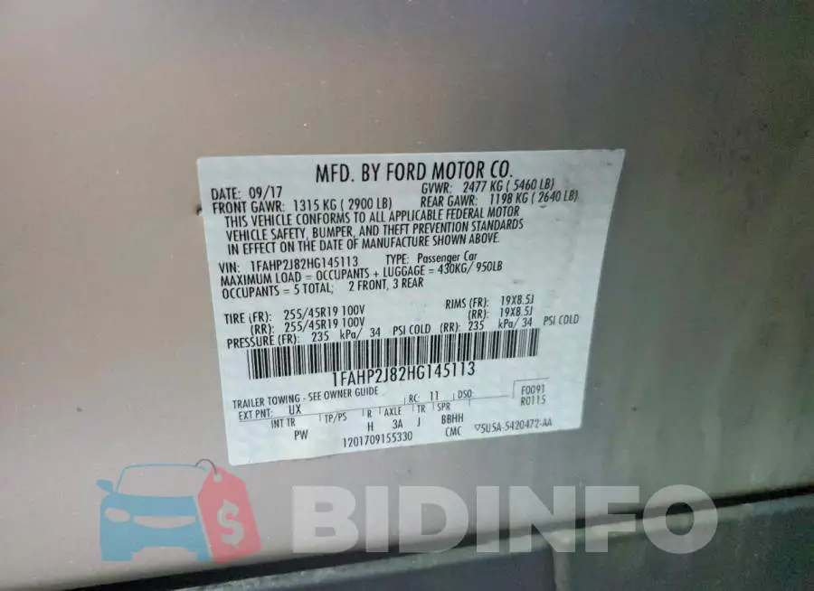 1FAHP2J82HG145113 Photo# 12