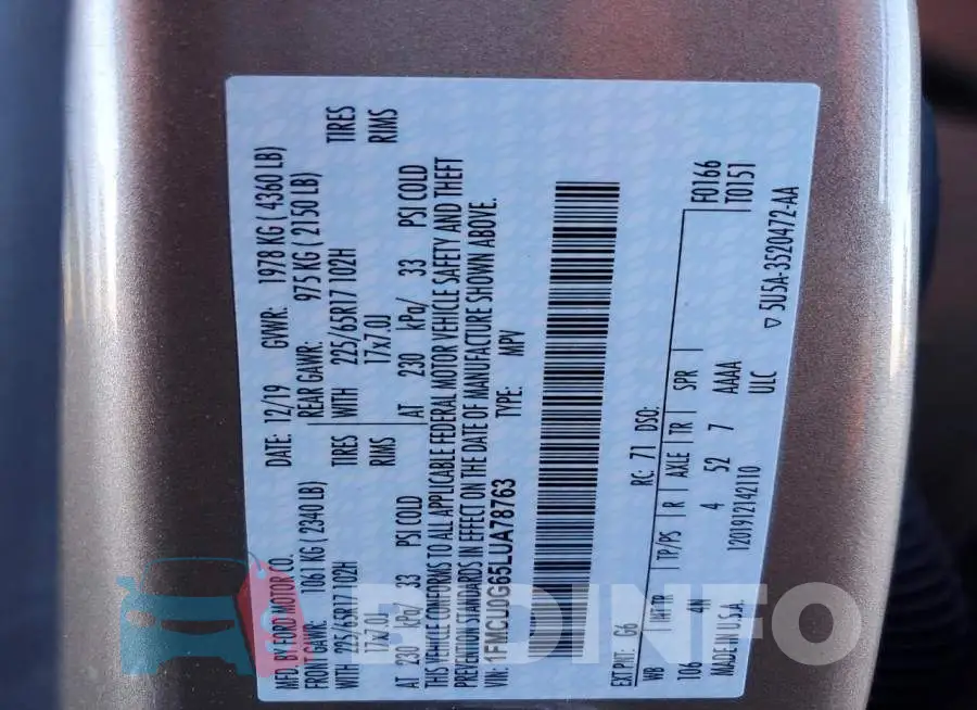 1FMCU0G65LUA78763 Photo# 13