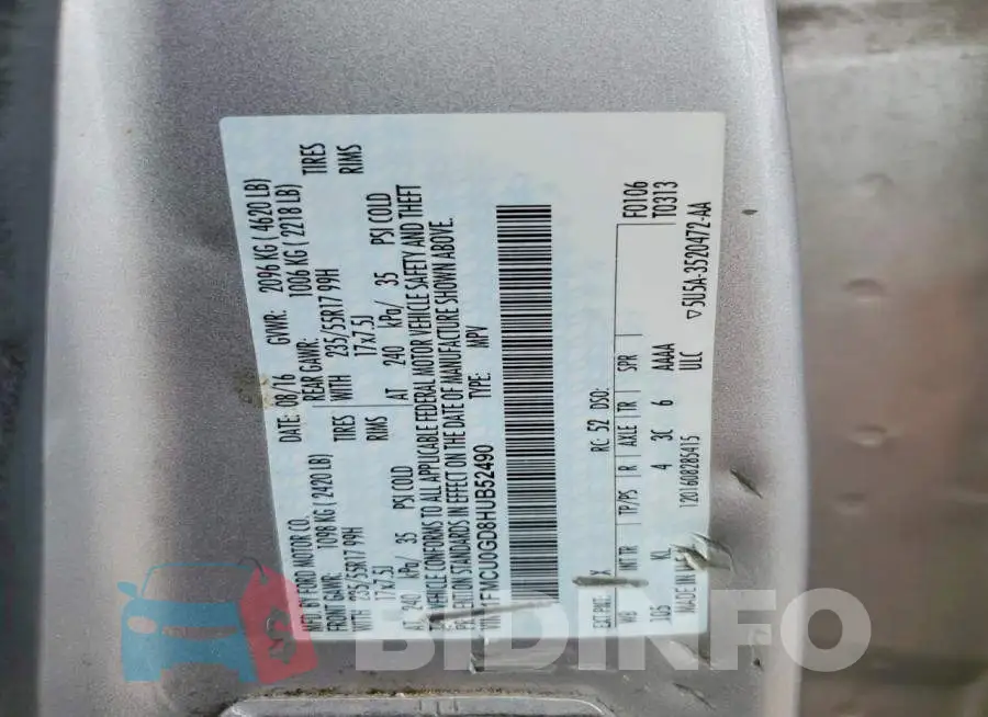 1FMCU0GD8HUB52490 Photo# 13