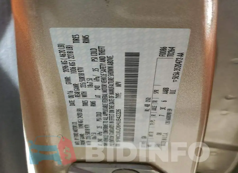 1FMCU0JD6HUB42226 Photo# 13