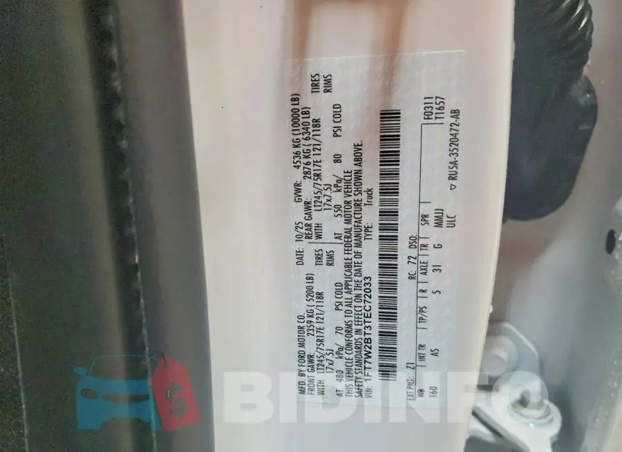 1FT7W2BT3TEC72033 Photo# 12