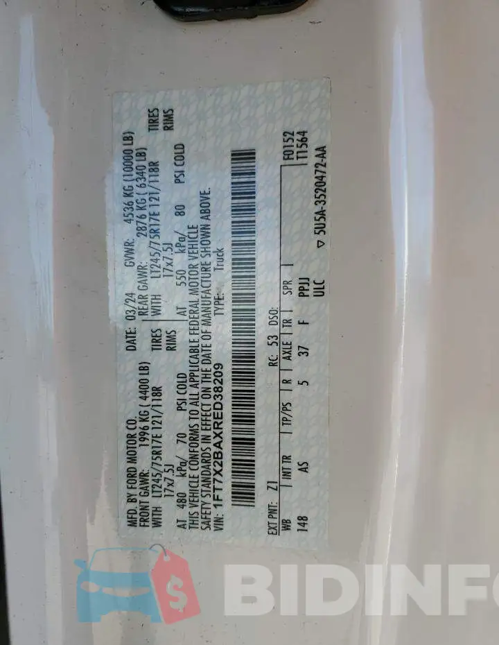 1FT7X2BAXRED38209 Photo# 12