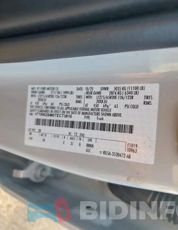 1FT8W2BM0TEC73816 Photo# 13
