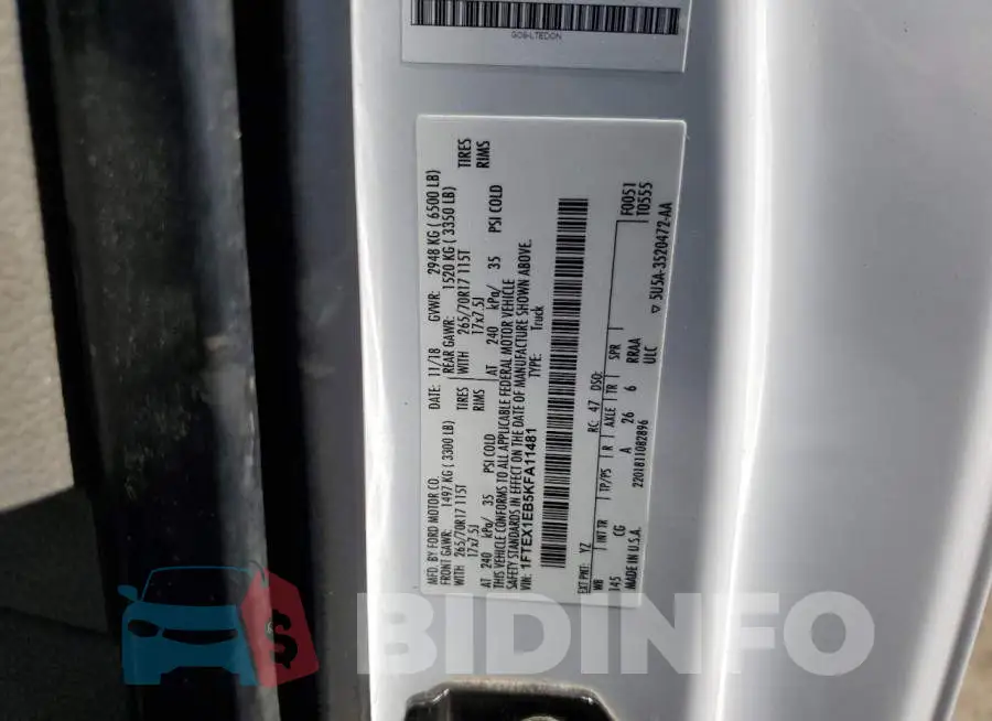 1FTEX1EB5KFA11481 Photo# 12