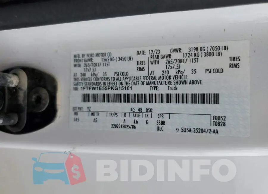 1FTFW1E55PKG15161 Photo# 12