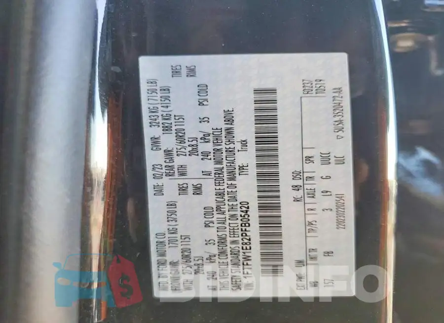 1FTFW1E82PFB05420 Photo# 12