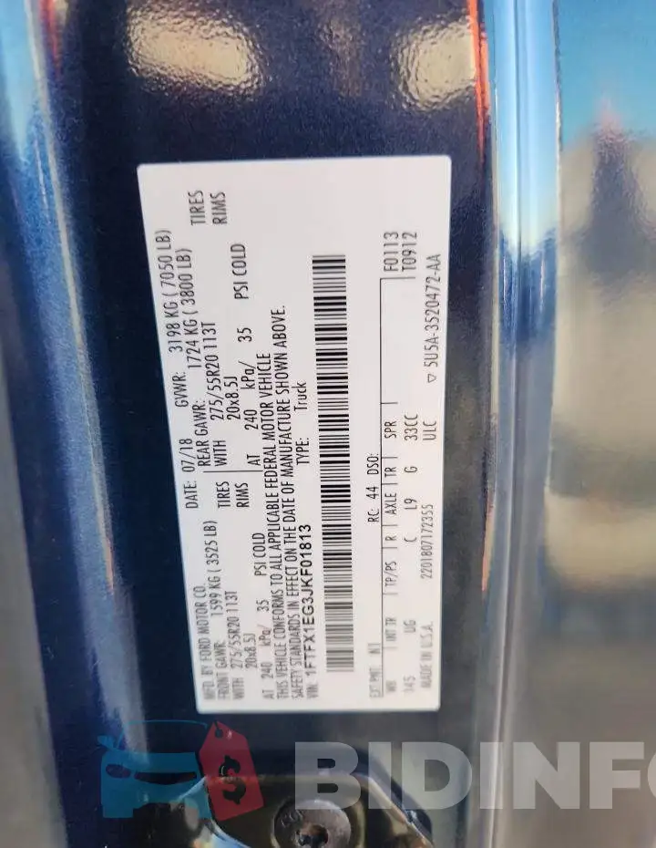 1FTFX1EG3JKF01813 Photo# 12