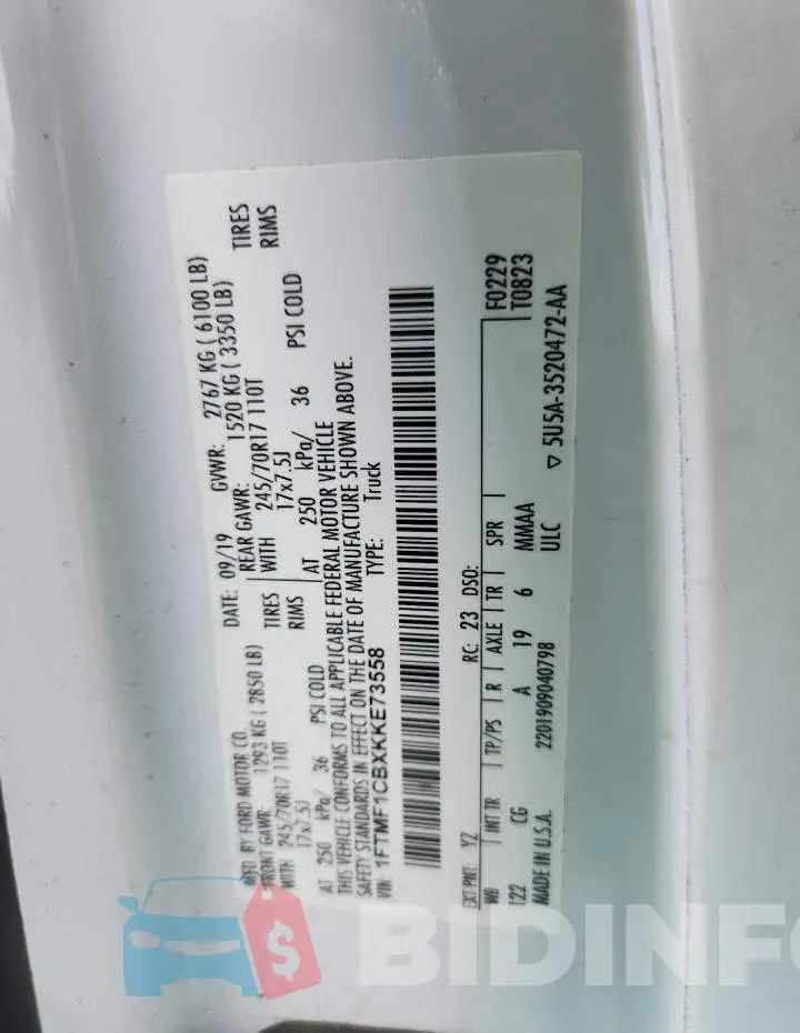 1FTMF1CBXKKE73558 Photo# 13