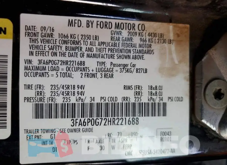 3FA6P0G72HR221688 Photo# 12