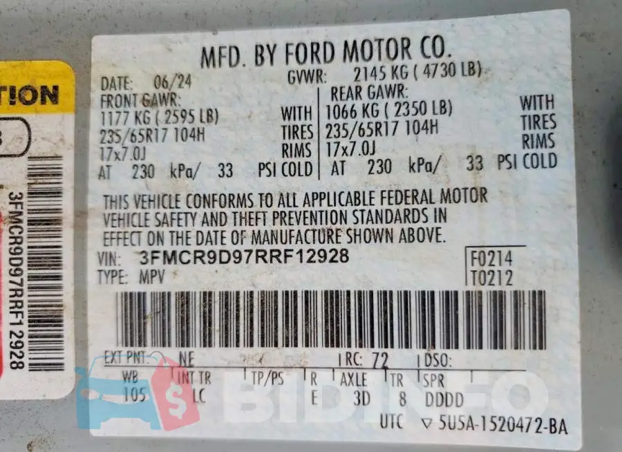 3FMCR9D97RRF12928 Photo# 14