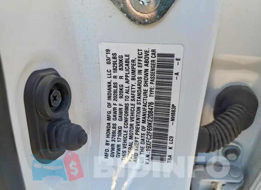 19XFC2F69KE208476 Photo# 13