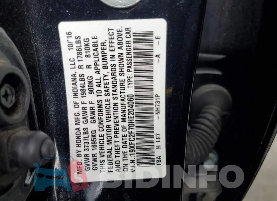 19XFC2F70HE204060 Photo# 12