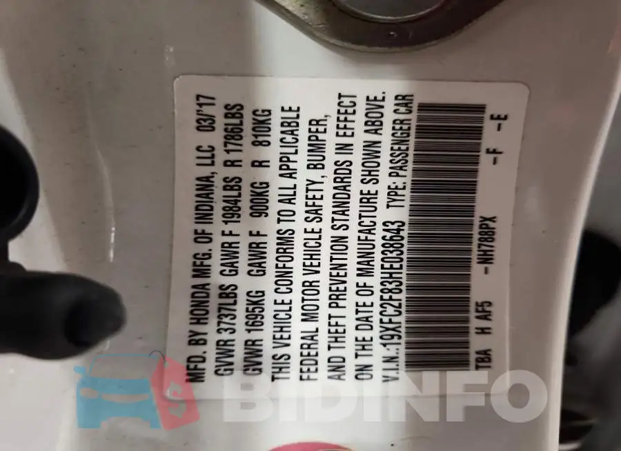 19XFC2F83HE038643 Photo# 12