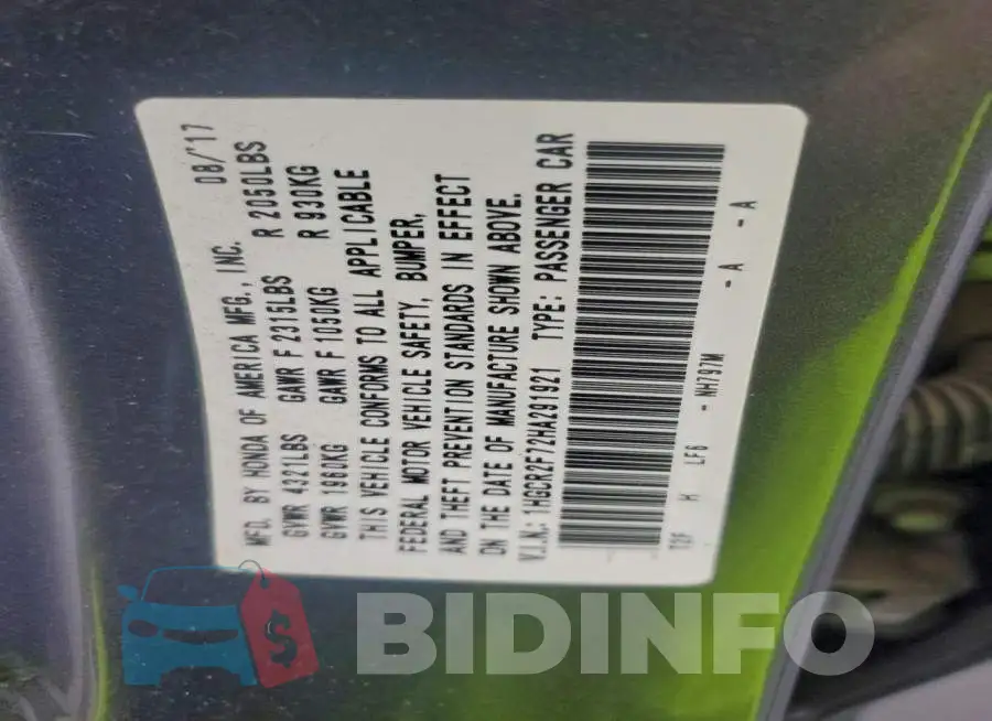 1HGCR2F72HA291921 Photo# 12