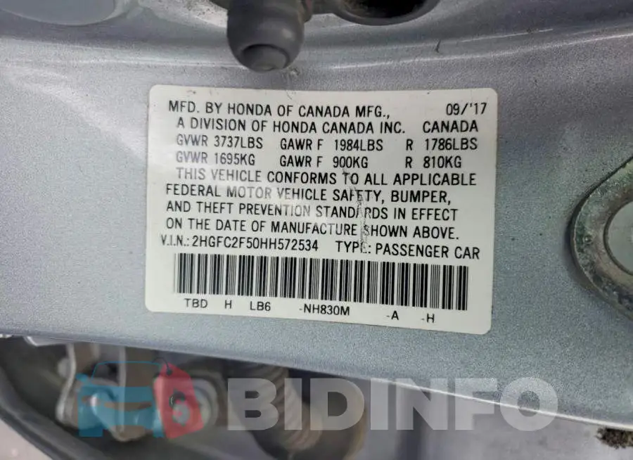 2HGFC2F50HH572534 Photo# 13