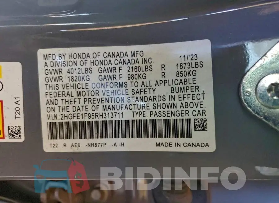 2HGFE1F95RH313711 Photo# 12