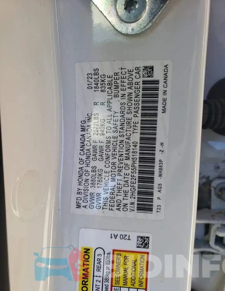 2HGFE2F55PH518140 Photo# 12
