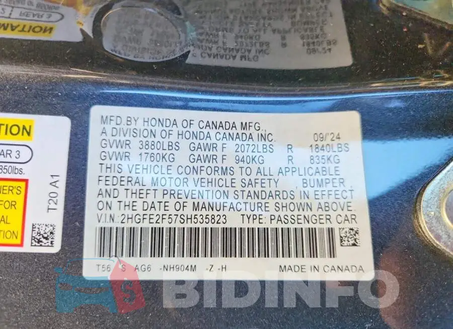 2HGFE2F57SH535823 Photo# 12