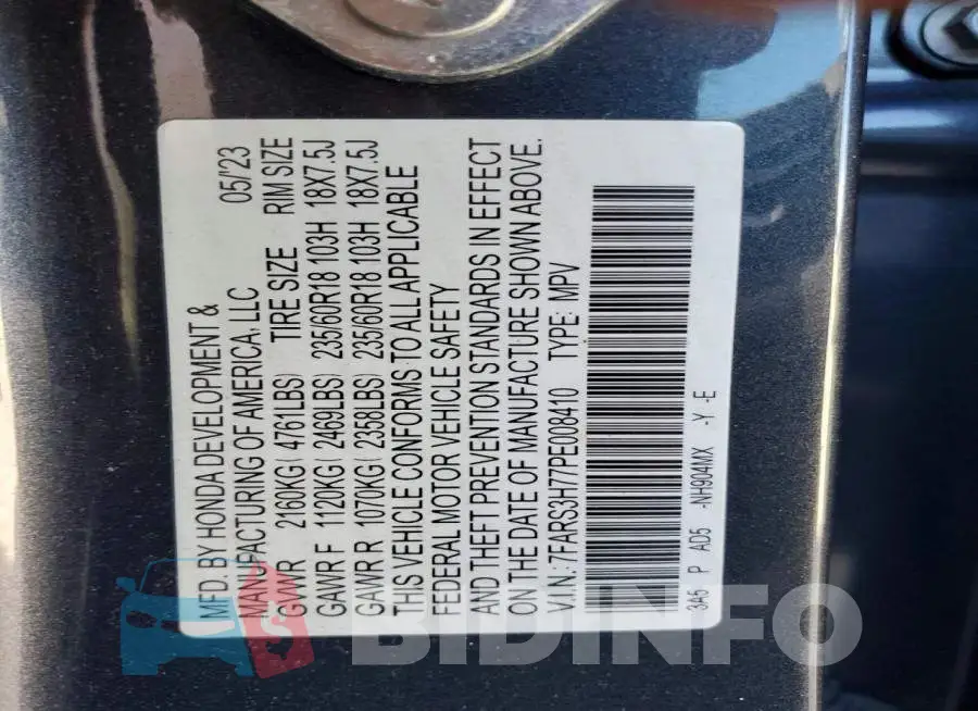 7FARS3H77PE008410 Photo# 13