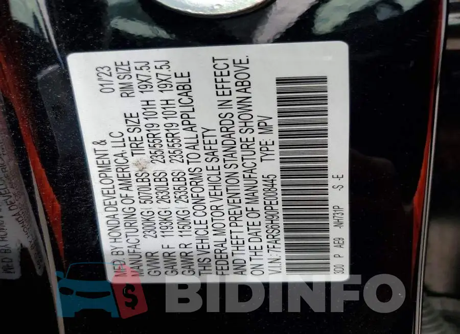 7FARS6H90PE008445 Photo# 13
