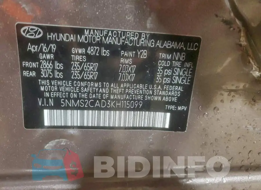 5NMS2CAD3KH115099 Photo# 12