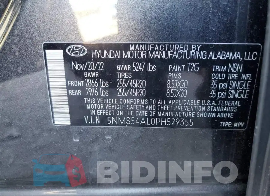 5NMS54AL0PH529355 Photo# 13