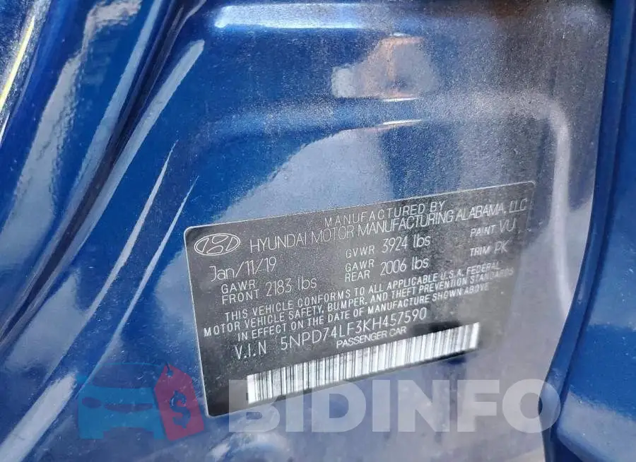 5NPD74LF3KH457590 Photo# 12