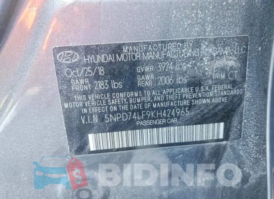 5NPD74LF9KH424965 Photo# 12