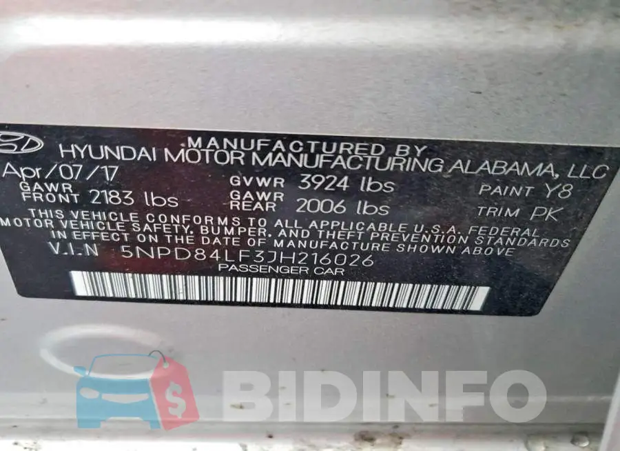 5NPD84LF3JH216026 Photo# 12