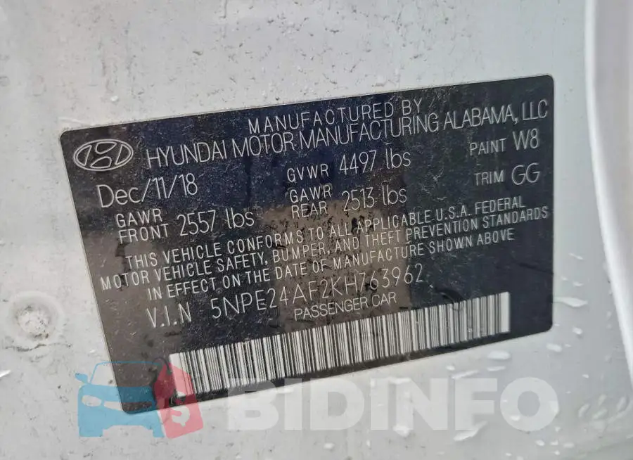 5NPE24AF2KH763962 Photo# 12