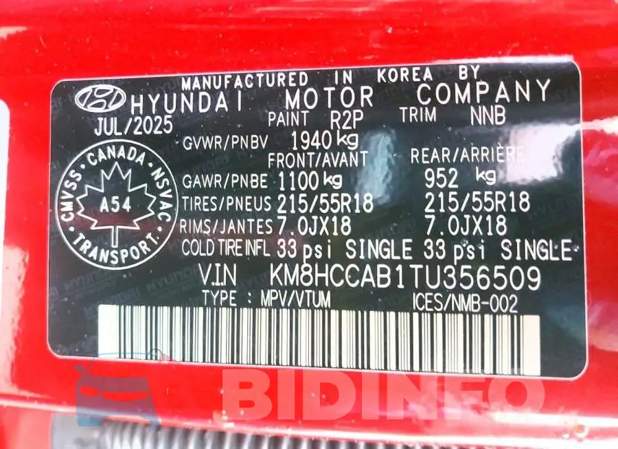KM8HCCAB1TU356509 Photo# 13