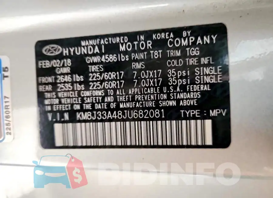 KM8J33A48JU682081 Photo# 13