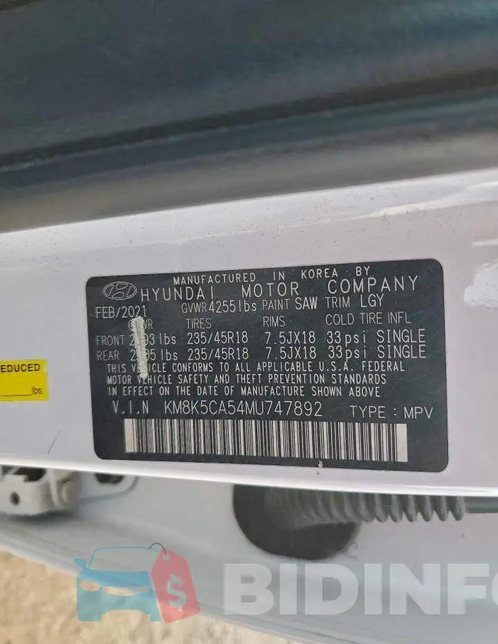 KM8K5CA54MU747892 Photo# 14