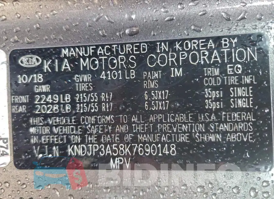 KNDJP3A58K7690148 Photo# 13