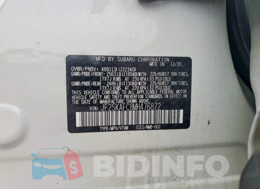 JF2SKAFC8MH476872 Photo# 12