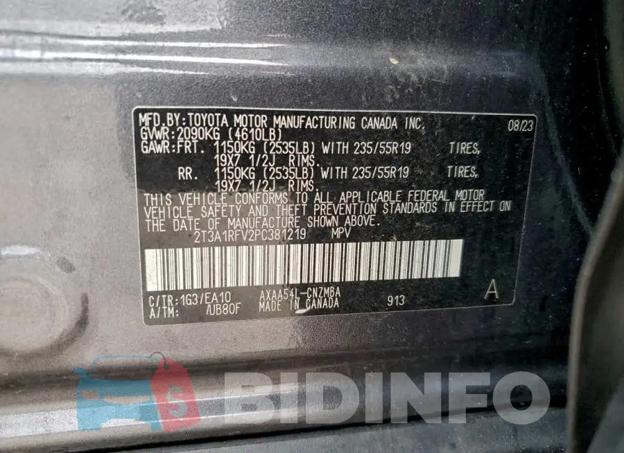 2T3A1RFV2PC381219 Photo# 13