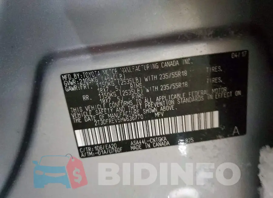 2T3DFREV5HW636770 Photo# 13