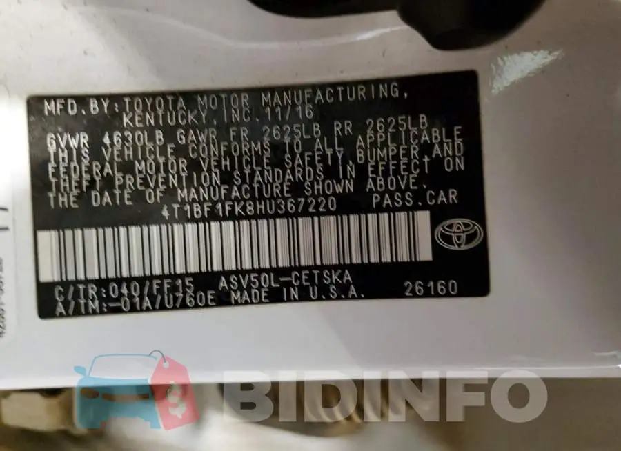4T1BF1FK8HU367220 Photo# 12