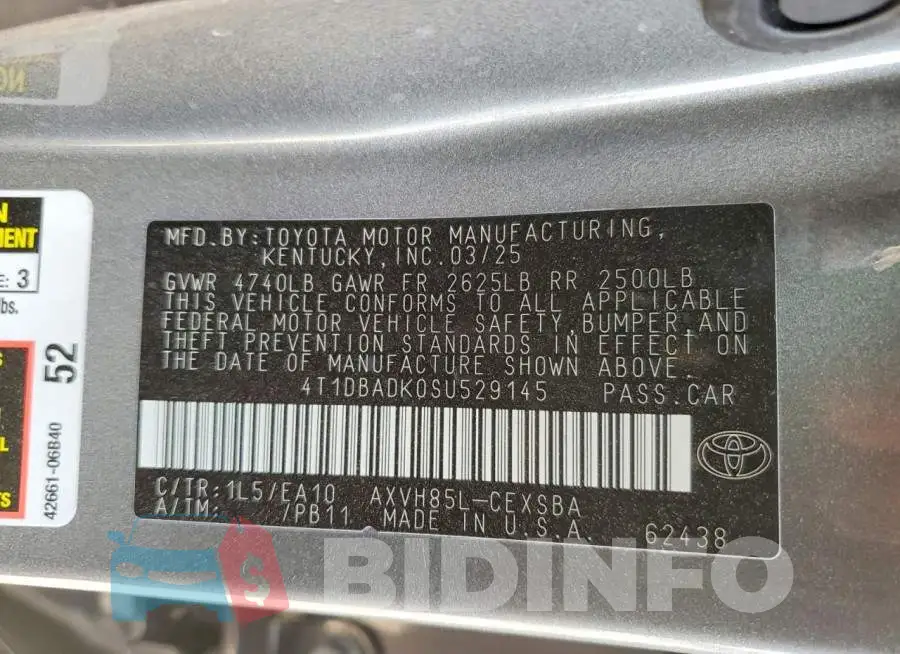 4T1DBADK0SU529145 Photo# 12