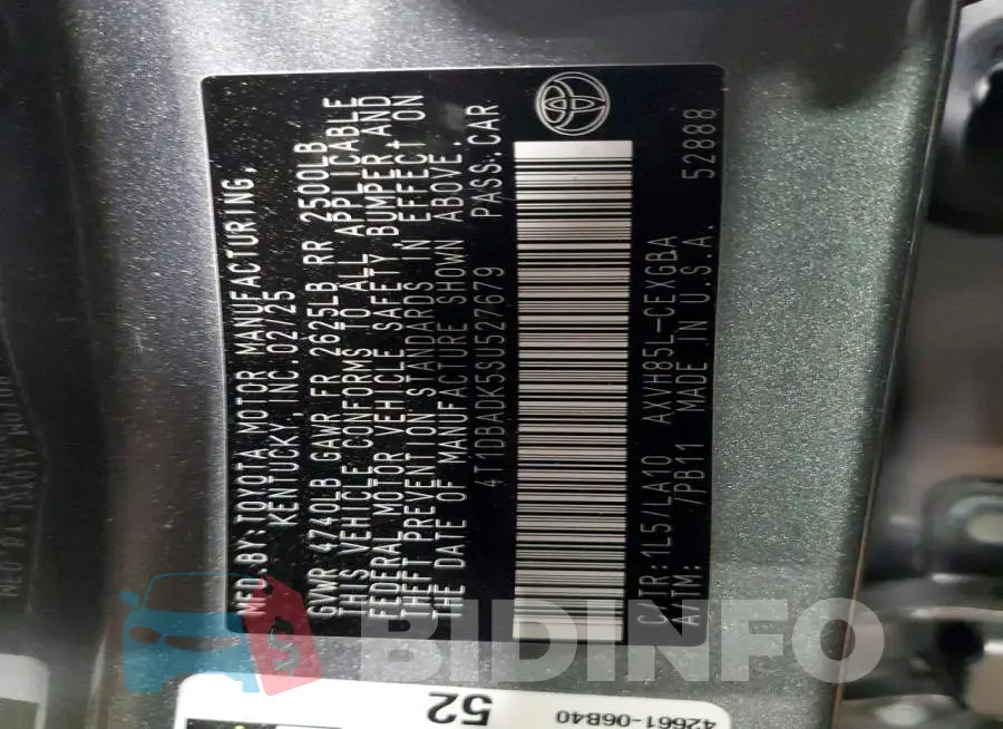 4T1DBADK5SU527679 Photo# 12