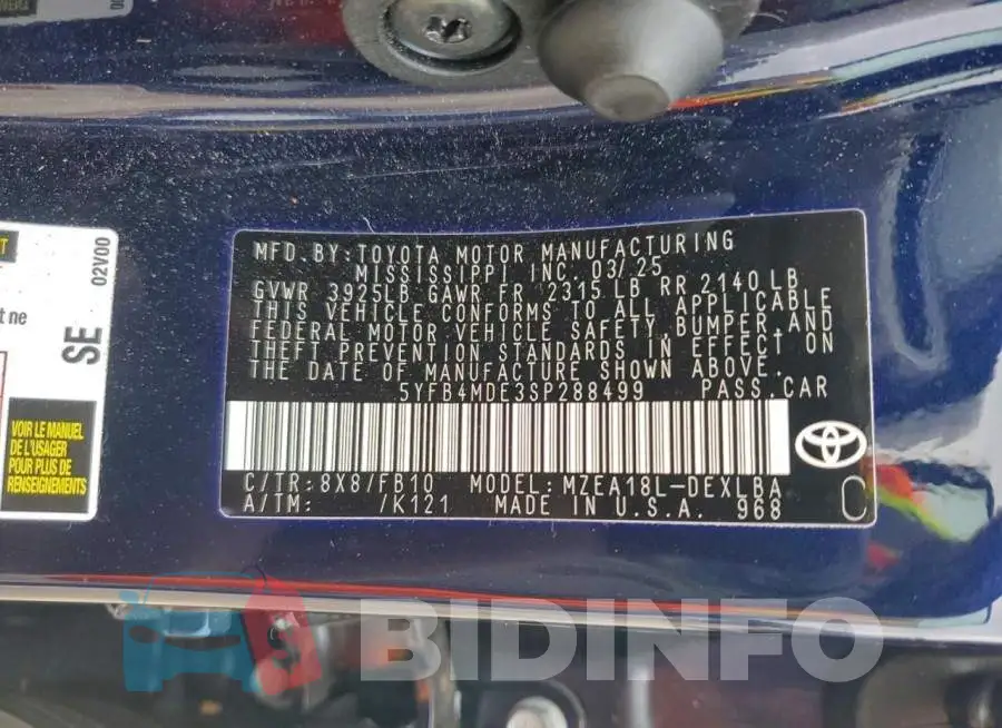 5YFB4MDE3SP288499 Photo# 12