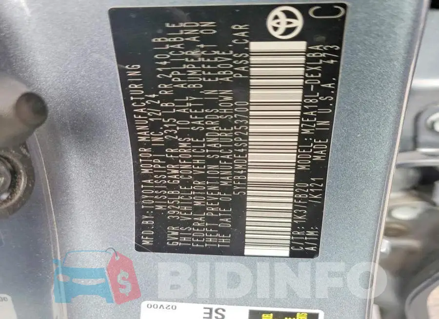 5YFB4MDE4SP253700 Photo# 13