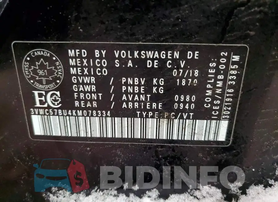 3VWC57BU4KM078334 Photo# 13