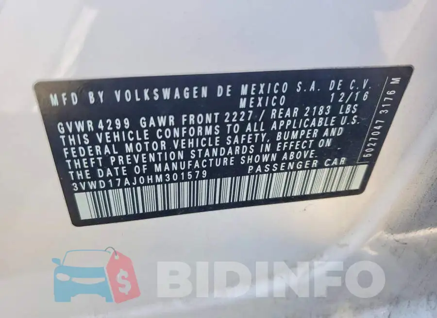 3VWD17AJ0HM301579 Photo# 12