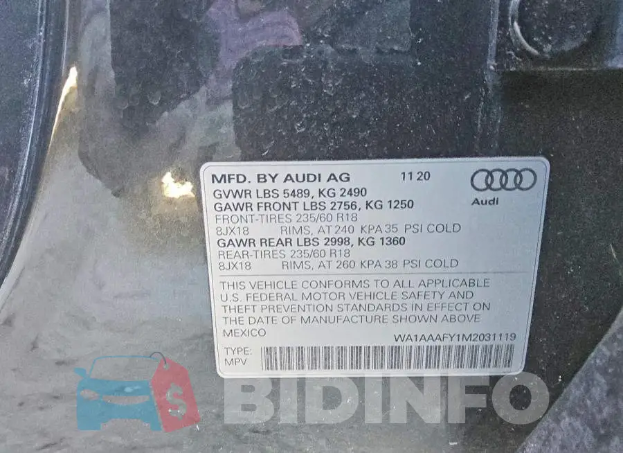 WA1AAAFY1M2031119 Photo# 14
