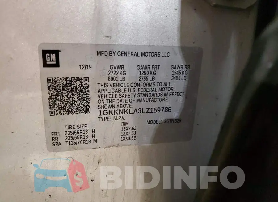 1GKKNKLA3LZ159786 Photo# 13