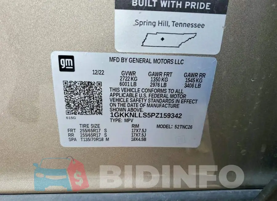 1GKKNLLS5PZ159342 Photo# 12