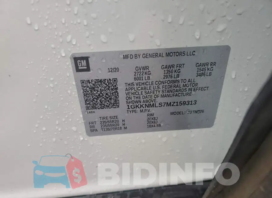1GKKNMLS7MZ159313 Photo# 14