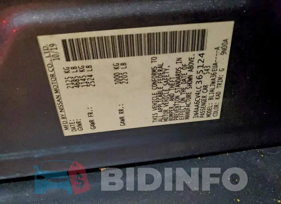 1N4AA6CV4LC365124 Photo# 13